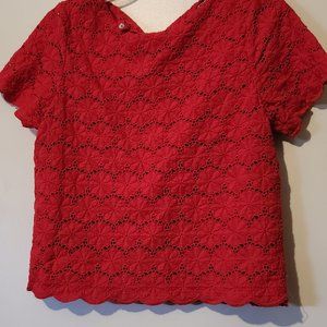 Red crop blouse